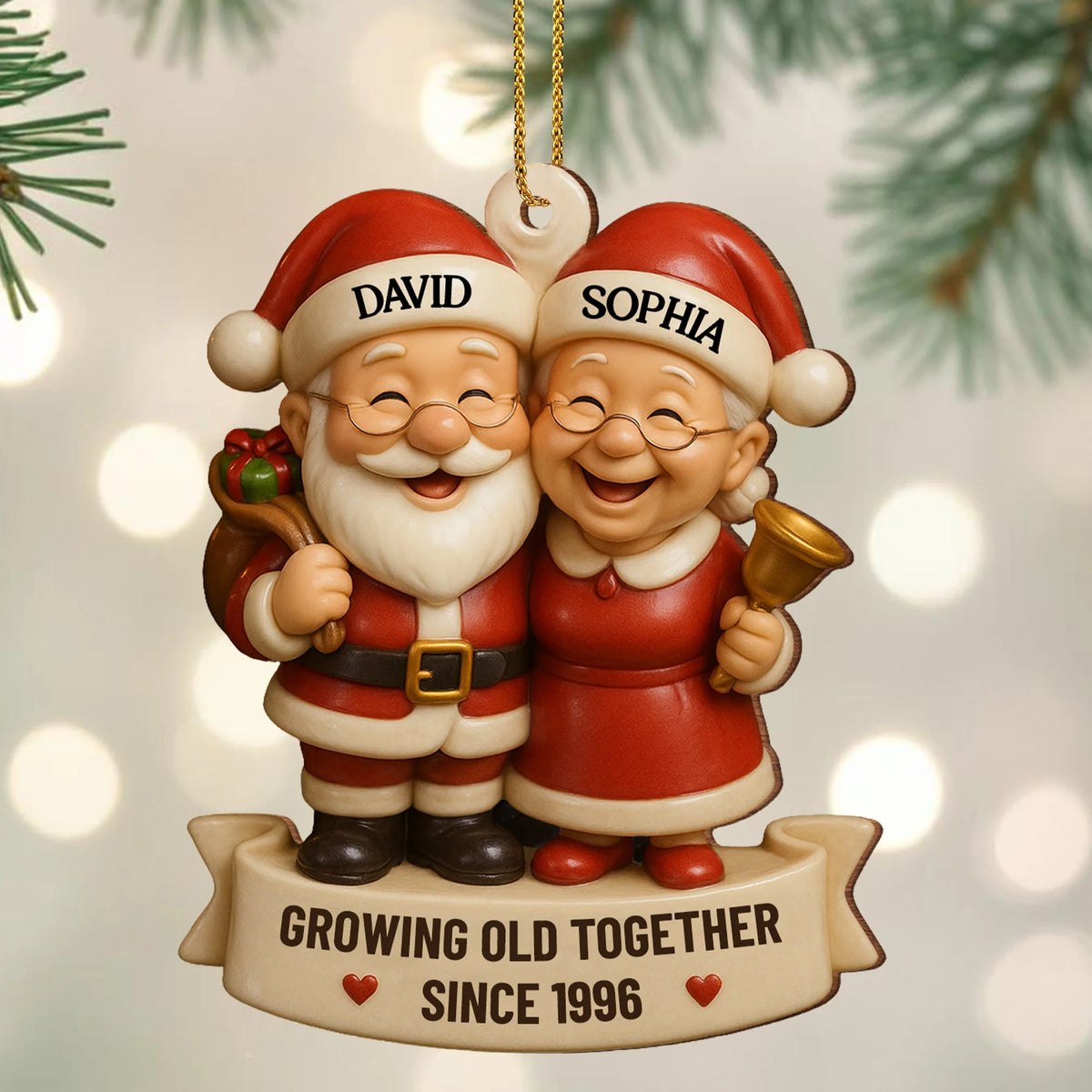 Growing Old Together Santa Claus Ornament