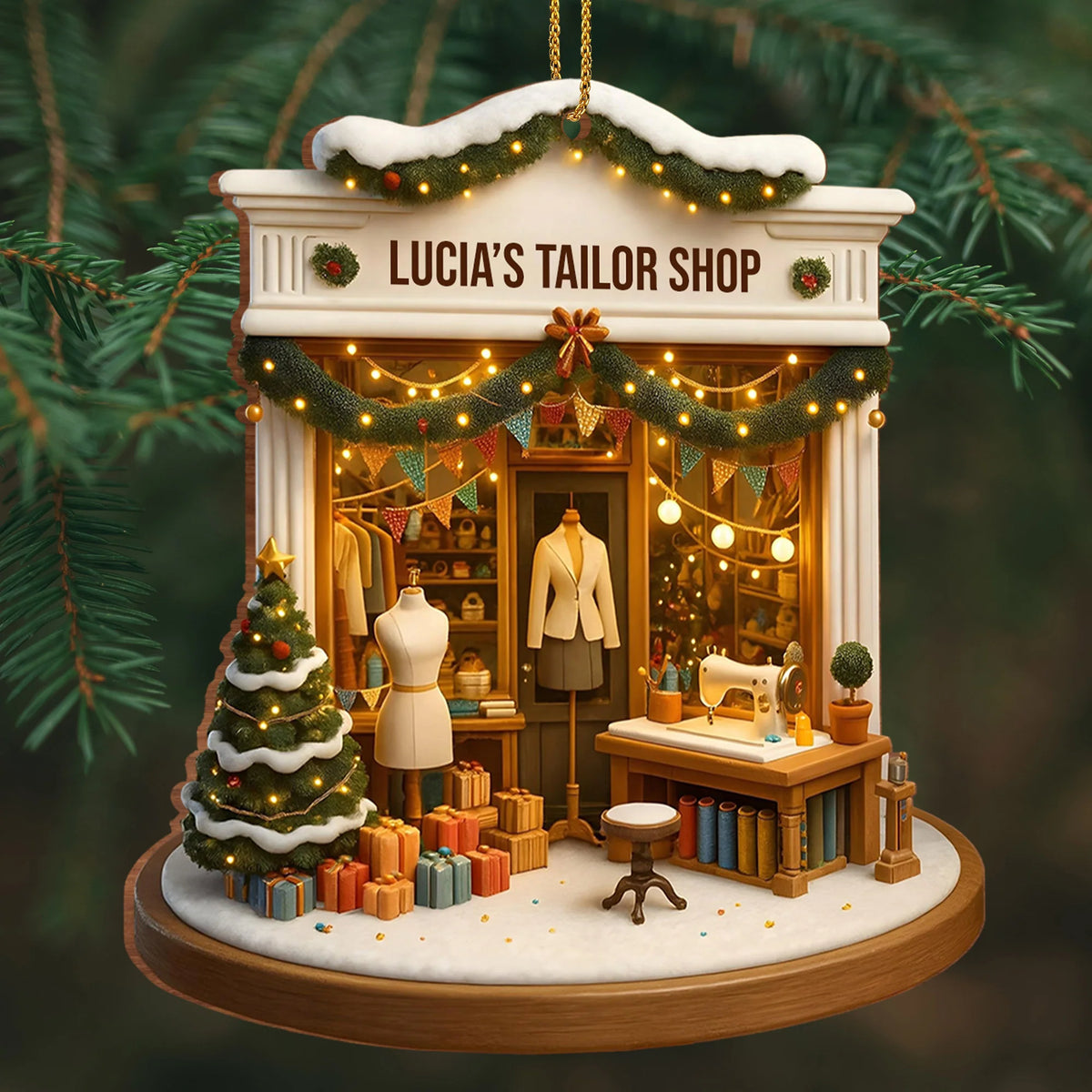 Holiday Spirit Tailor Shop Christmas Scene
