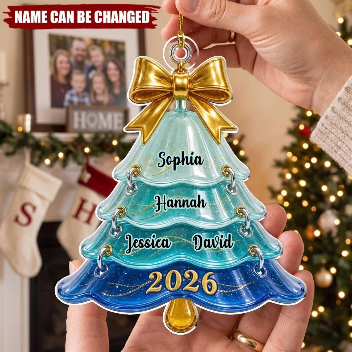 Family Christmas Tree Personalized Acrylic Ornament - Custom Name Keepsake Gift for Holiday Decor