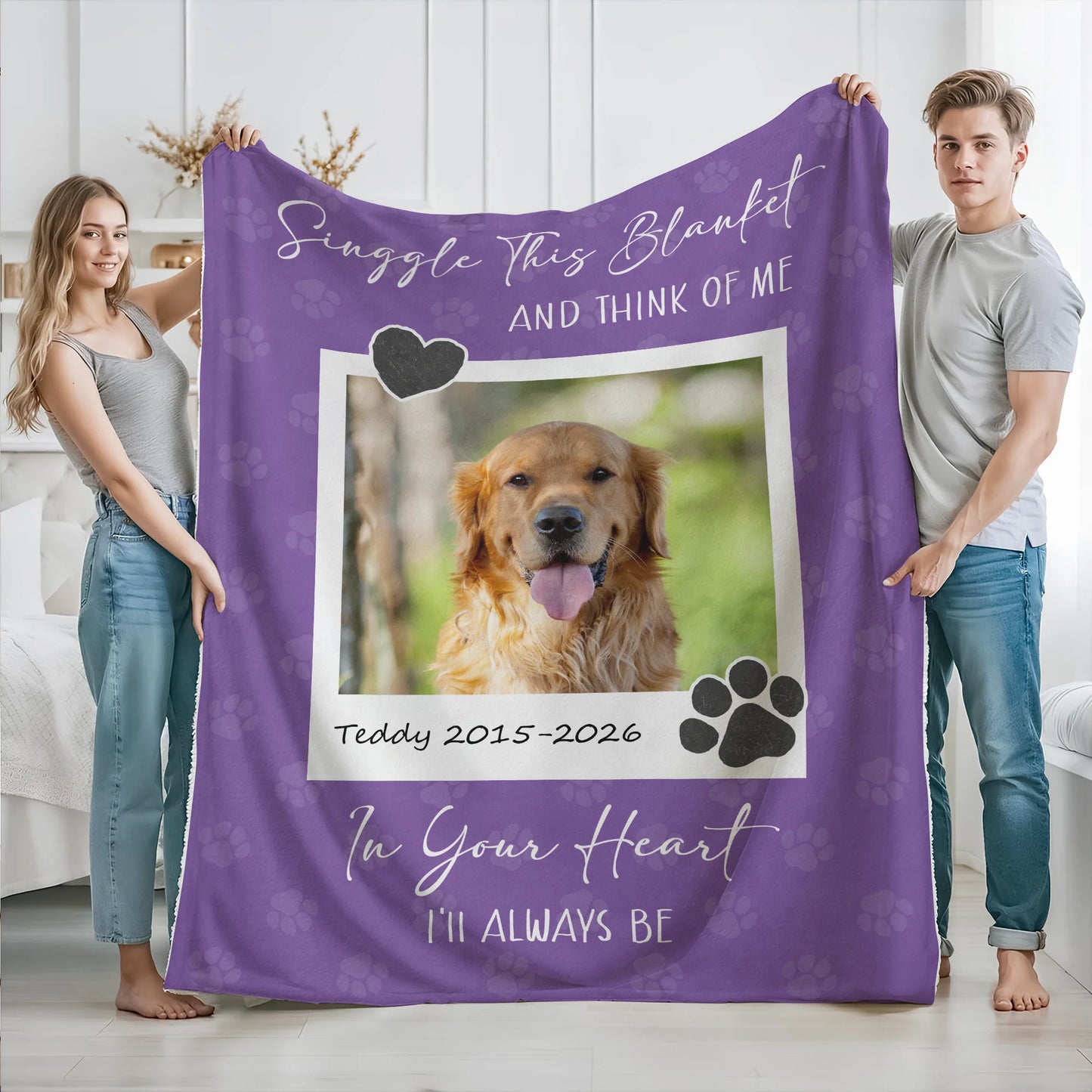 Personalized dog memorial blanket with custom photo print and remembrance quote for pet loss gift image 7