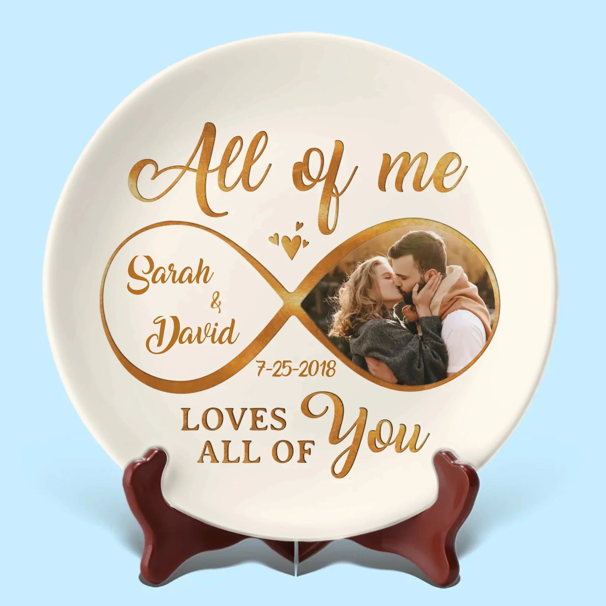 "All Of Me Loves All Of You" Personalized Ceramic Plate - Custom Anniversary Gift for Couples