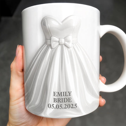 Personalized Wedding Dress And Tuxedo Couple Mug personalization view for Couples