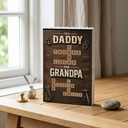 Toy / Plaything material and size view - Personalized Grandpa Crossword Brick Puzzle