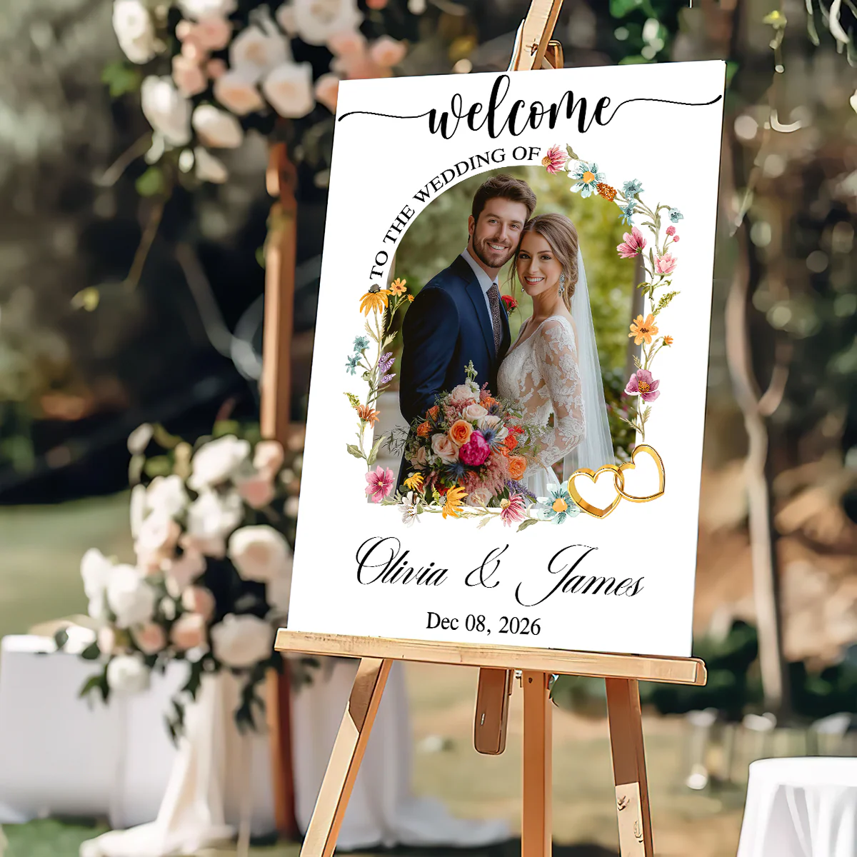 Custom Wedding Welcome Sign for Couples with personalized design details for meaningful gifting image 7
