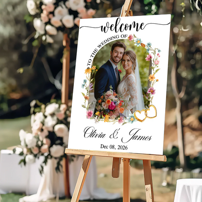 Custom Wedding Welcome Sign for Couples with personalized design details for meaningful gifting image 7