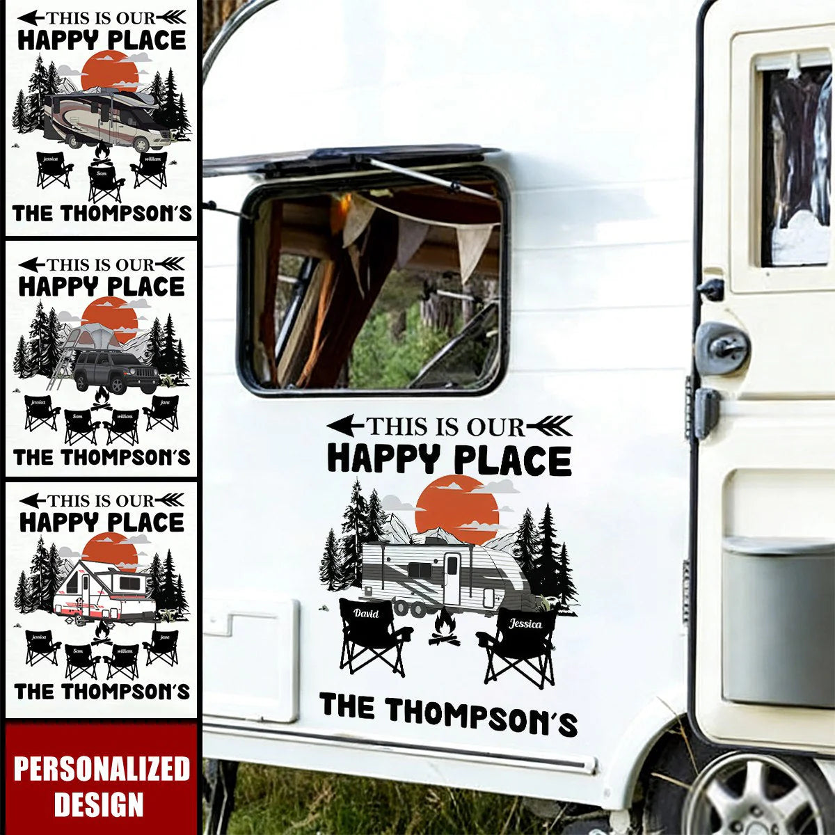Custom Camping Rv Decal personalization view for Family