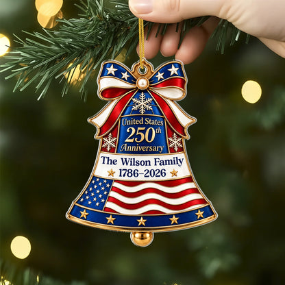 Personalized USA 250th Anniversary Liberty Bell Acrylic Ornament - Custom Family Keepsake Gift for Independence Day
