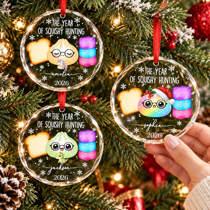 The Year of Squishy Hunting Personalized Glass Ornament for Kids and Squishy Lovers - Custom Christmas Keepsake Gift