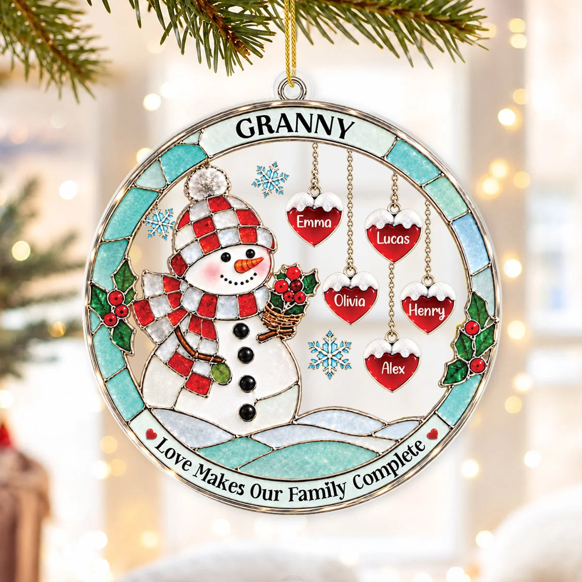 Love Makes Our Family Complete - Personalized Acrylic Ornament Mom Christmas Keepsake