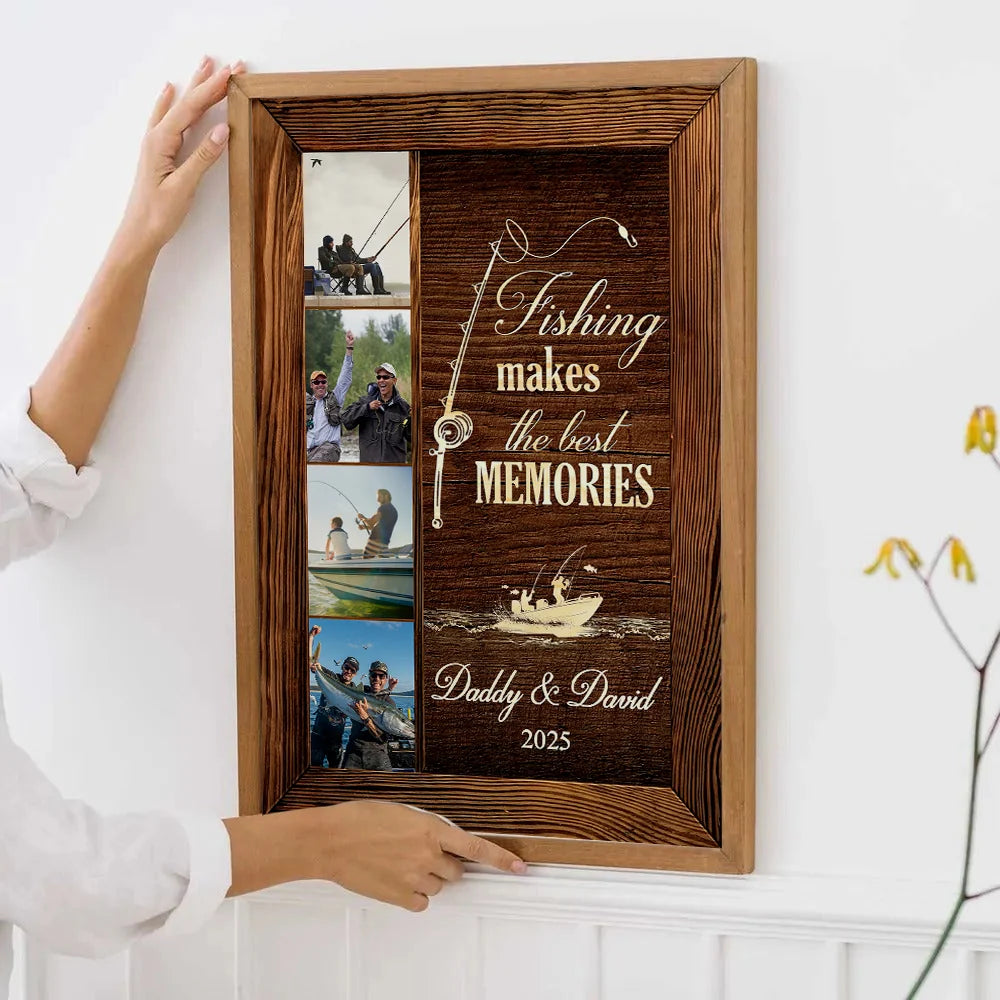 "Fishing Makes The Best Memories" Personalized Canvas / Poster - Custom Photo Gift for Fishing Lovers
