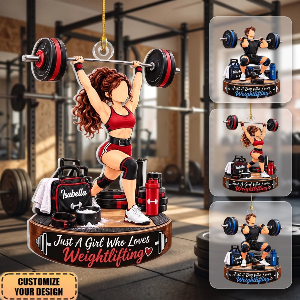 Just A Girl Who Loves Weightlifting Personalized Acrylic Ornament - Christmas Gift for Gym Fans