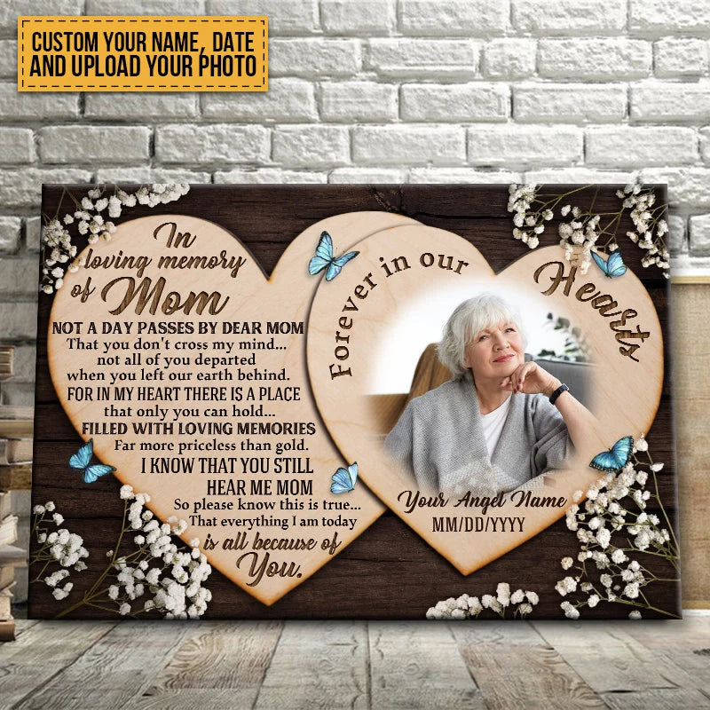 "In Loving Memory of Mom" Personalized Canvas / Poster - Custom Memorial Photo Wall Art Gift