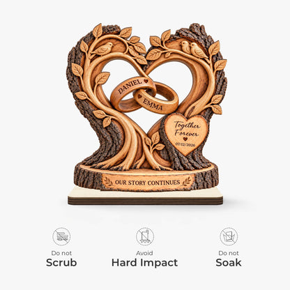 Together Forever Heart Tree Personalized Wooden Plaque - Custom Anniversary & Wedding Gift for Couples