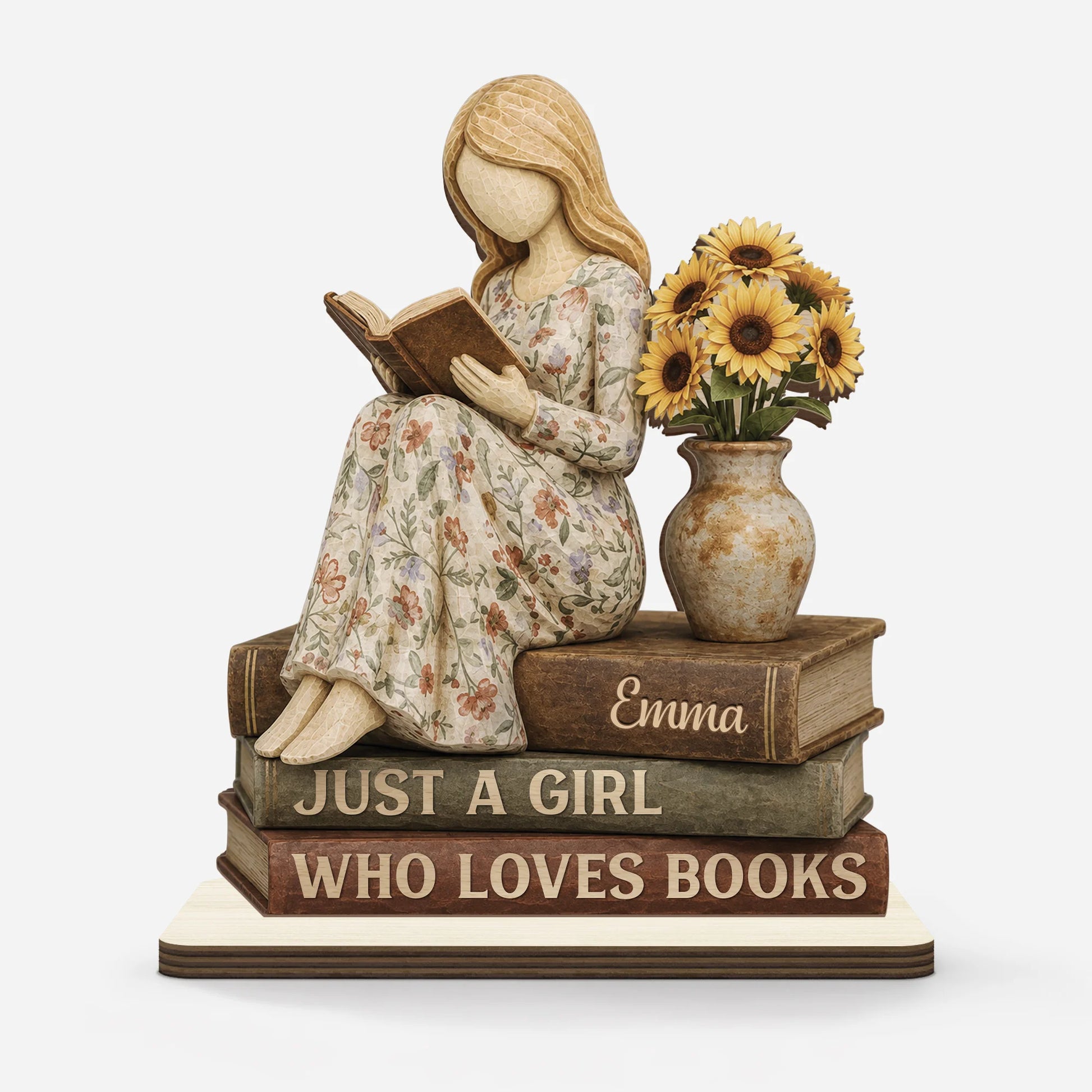 Custom Book Lover Wooden Plaque for Mom with personalized design details for meaningful gifting