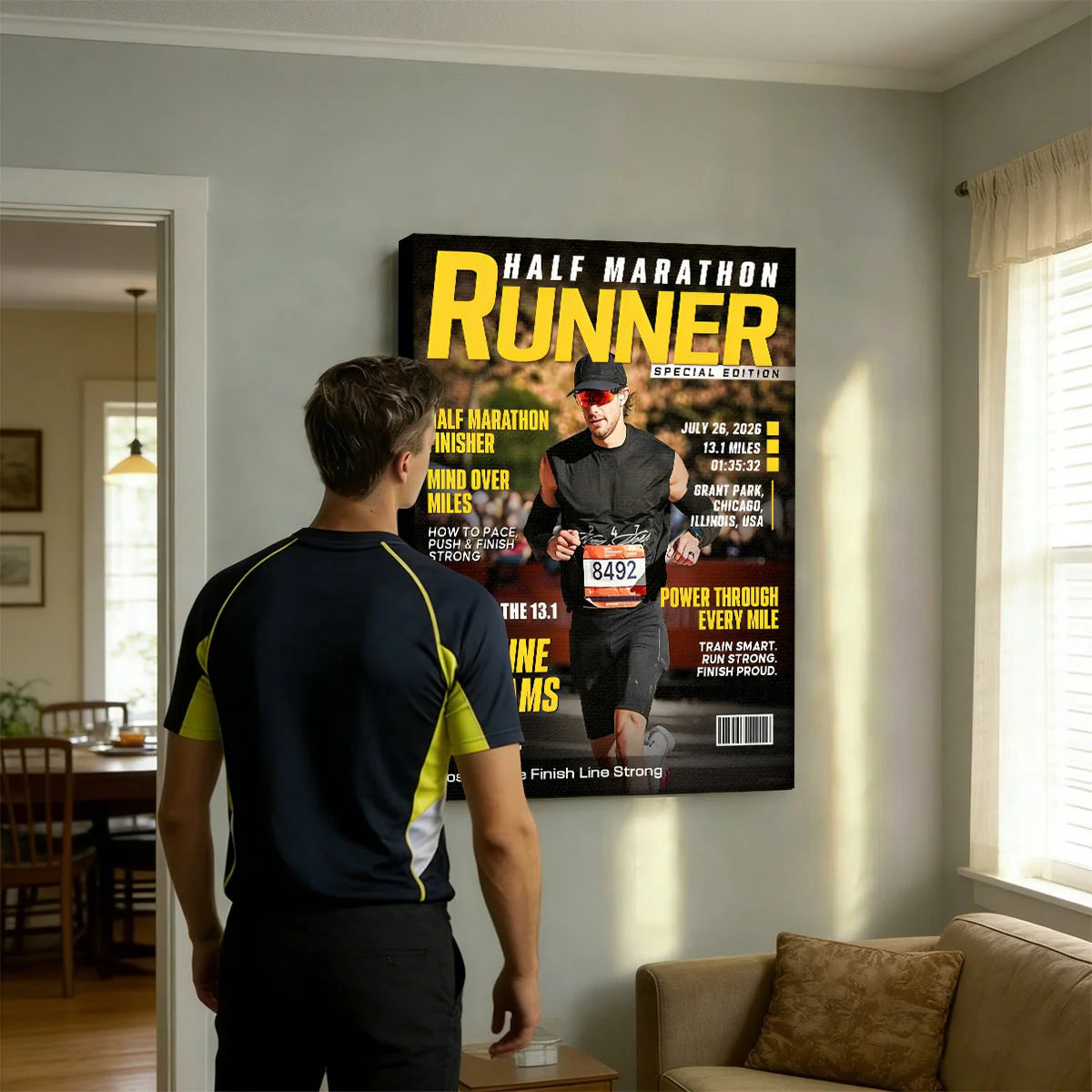 Custom Half Marathon Runner Magazine Cover for Yourself with personalized design details for meaningful gifting image 7