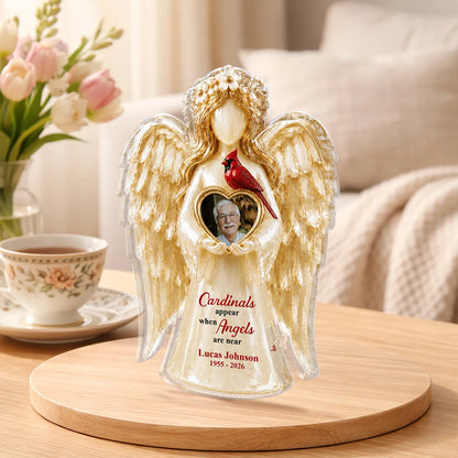 Cardinals Appear When Angels Are Near - Personalized Acrylic Plaque for Family Memorial Gift