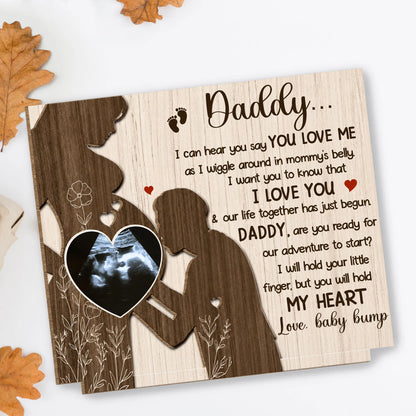 Plaque material and size view - Custom Baby Bump Ultrasound Wood Plaque
