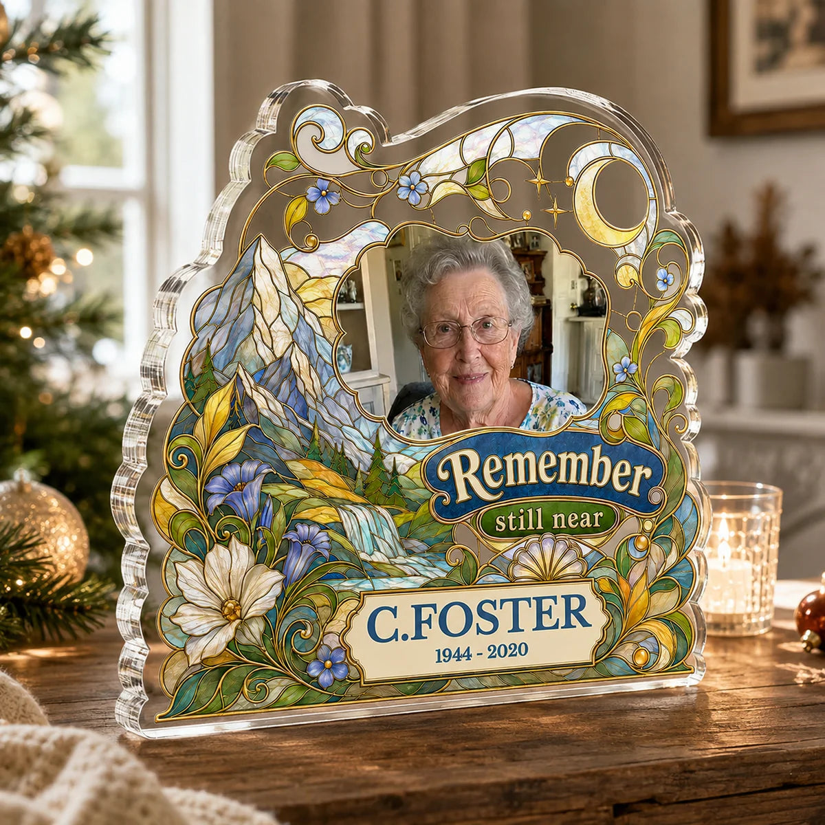 Christmas Remembrance Personalized Acrylic Plaque - Custom Memorial Photo Keepsake for Loss of Loved One