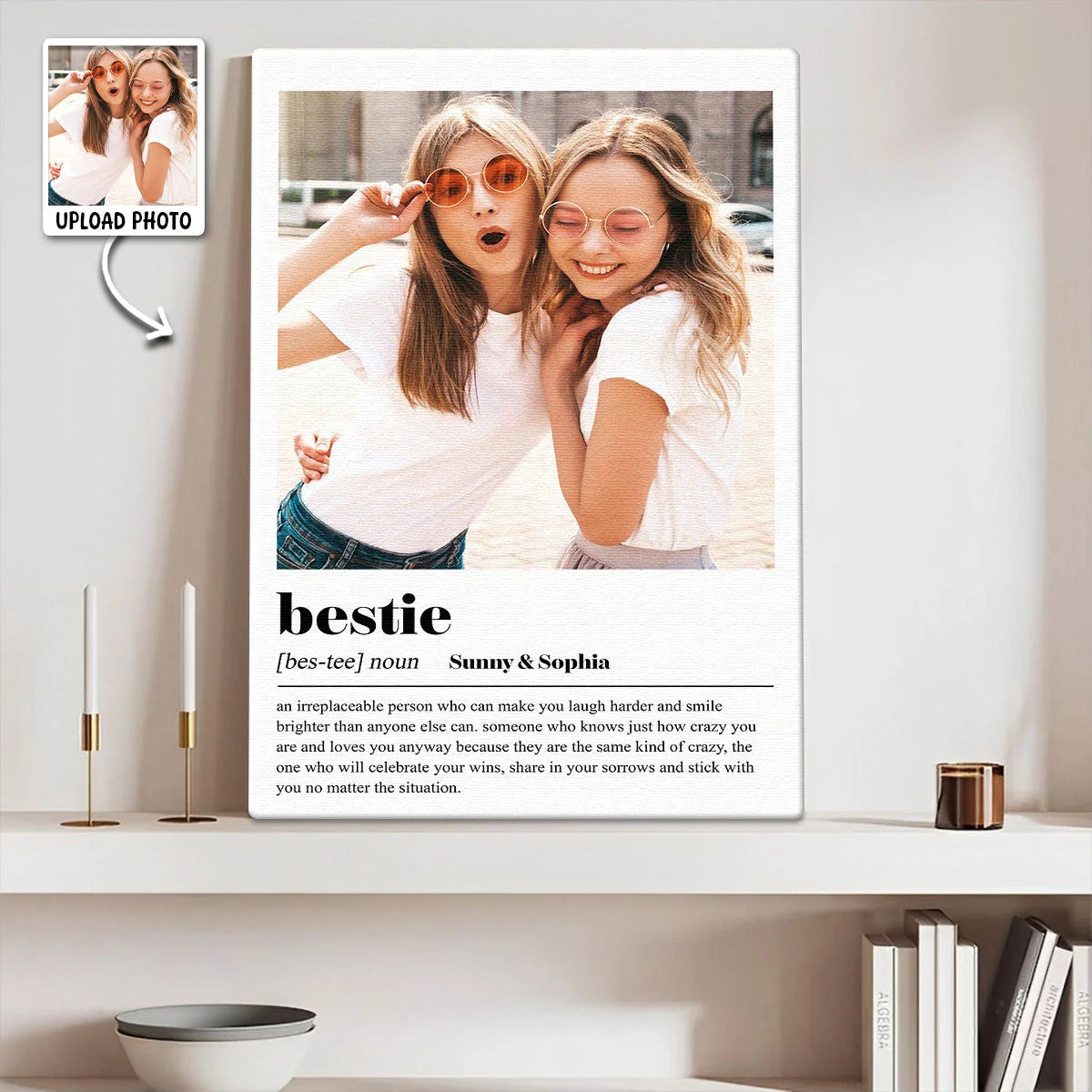 Bestie Definition Personalized Best Friend Canvas / Poster - Custom Photo Gift for Besties