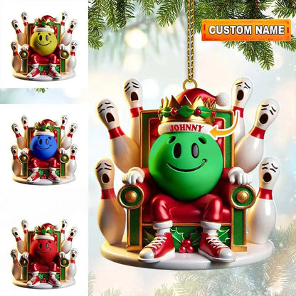 King of the Lanes Personalized Bowling Acrylic Ornament - Bowlers Christmas Gift