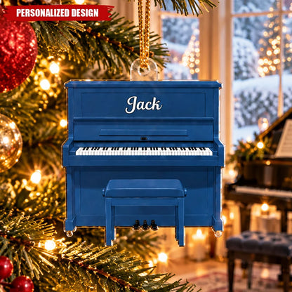 Personalized Piano Christmas Ornament - Custom Name Acrylic Music Keepsake Gift for Pianists, Students and Teachers