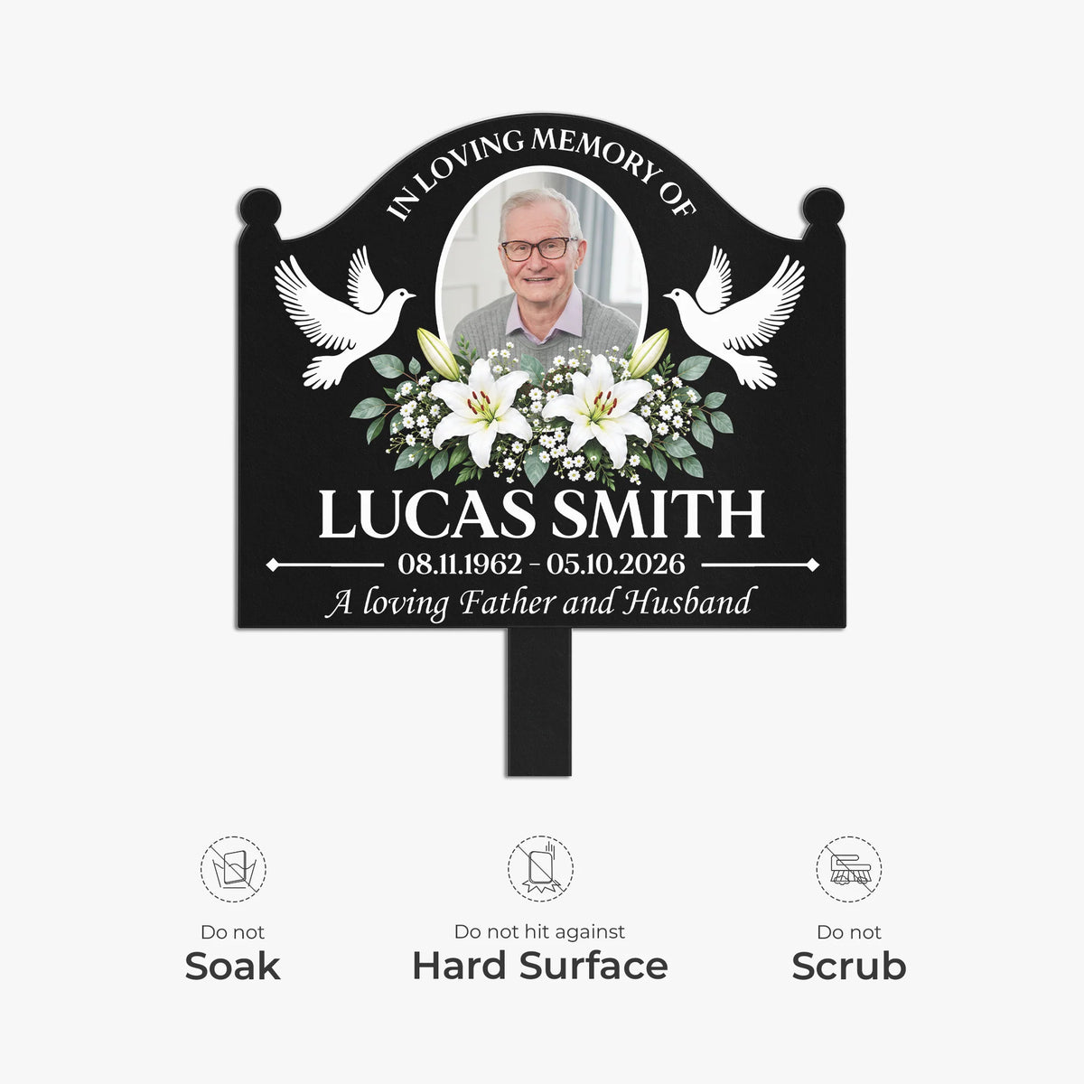 In Loving Memory Of Custom Photo Metal Garden Stake - Personalized Memorial Plaque
