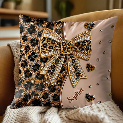 Personalized Leopard Print Pillow personalization view for Best Friends