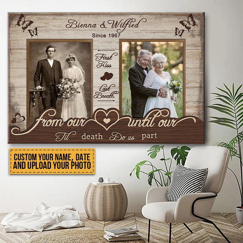 "From First Kiss to Last Breath" Personalized Couple Canvas / Poster - Custom Anniversary Wall Art Gift