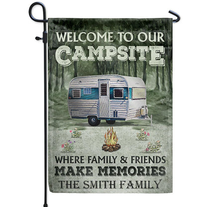 Welcome To Our Campsite Personalized Camping Flag - Custom RV Outdoor Decor for Family Campsite