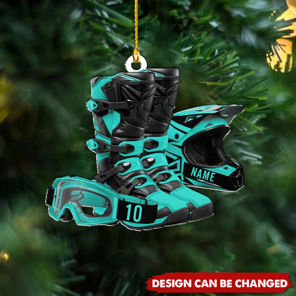 Custom Name & Number Personalized Motocross Ornament - Dirt Bike Boots Christmas Keepsake for Son & Dad