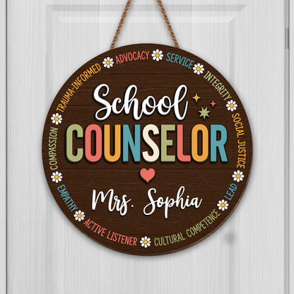 Personalized School Counselor Wooden Sign personalization view for Teacher