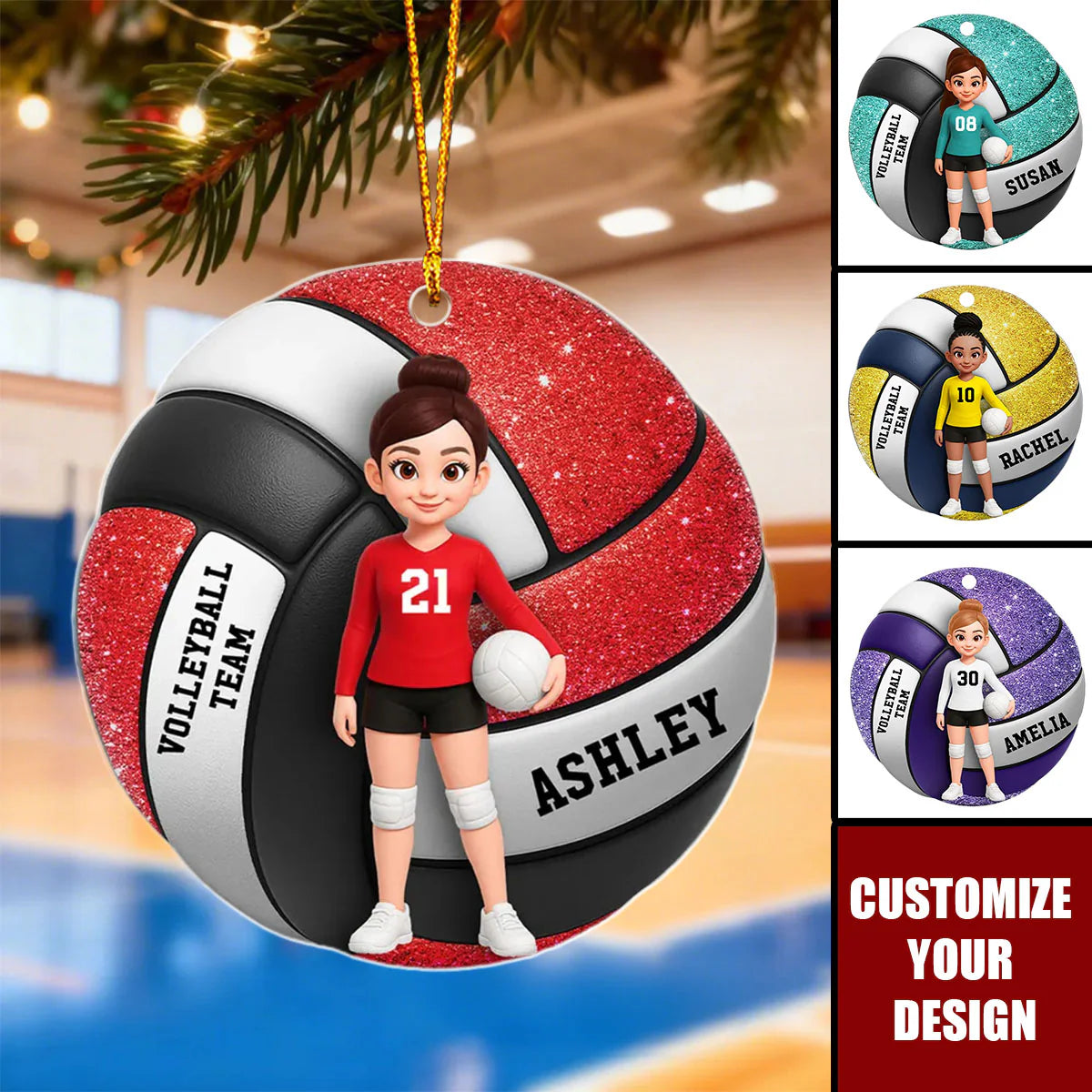 Personalized Volleyball Girl Ornament for Daughter/Granddaughter