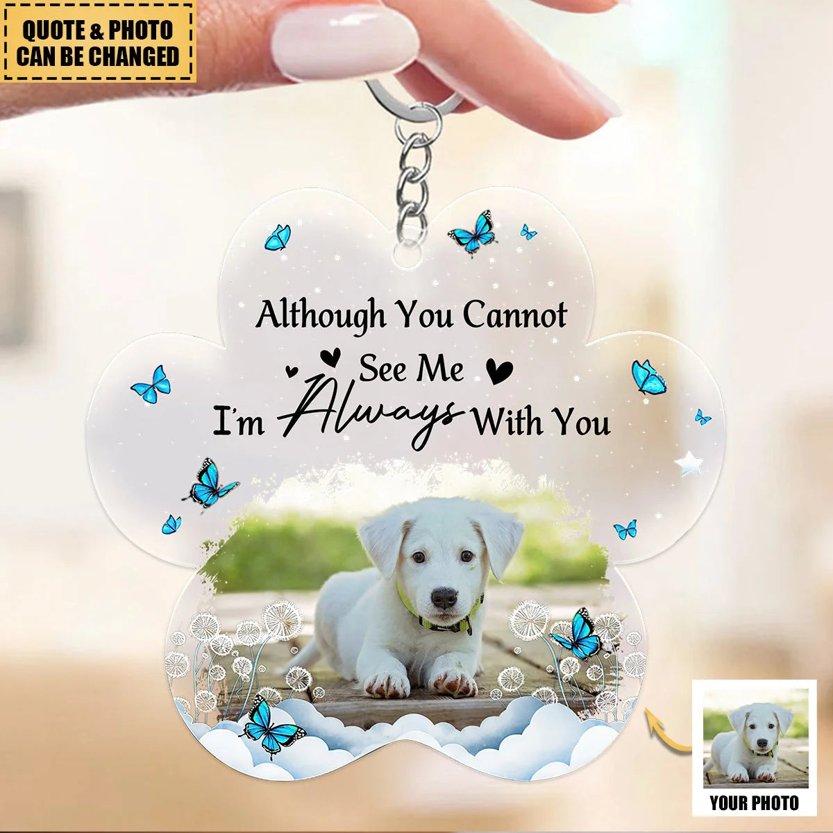 I'm Always With You Personalized Dog Memorial Acrylic Keychain - Custom Pet Loss Keepsake Gift