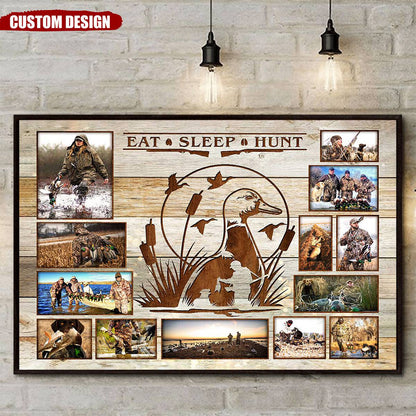 "Eat Sleep Hunt" Personalized Duck Hunting Photo Collage Canvas / Poster - Custom Gift for Hunters