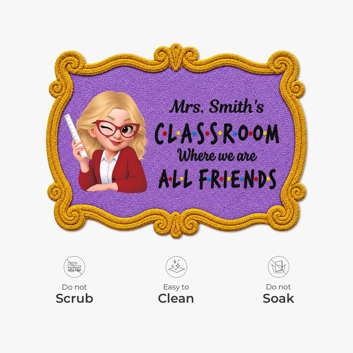 "Where We Are All Friends" Personalized Classroom Doormat - Custom Teacher Appreciation Gift