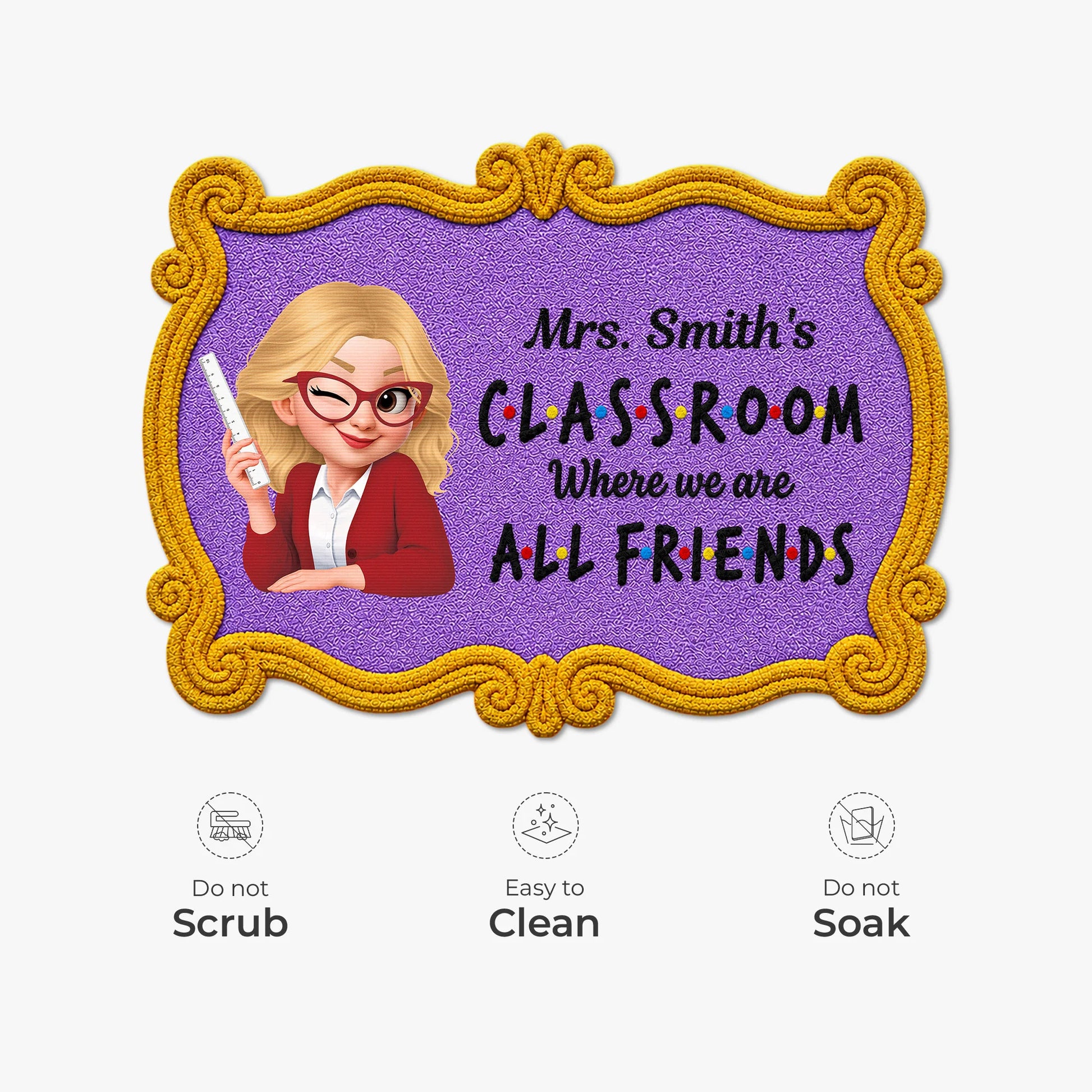 "Where We Are All Friends" Personalized Classroom Doormat - Custom Teacher Appreciation Gift