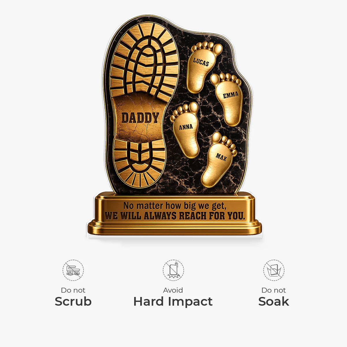 Plaque material and size view - Personalized Footprint Acrylic Plaque