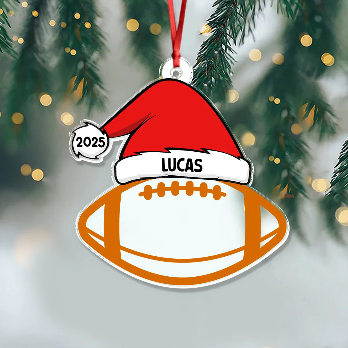 Custom Sports Santa Hat Acrylic Ornament - Personalized Baseball & Volleyball Christmas Keepsake Gift