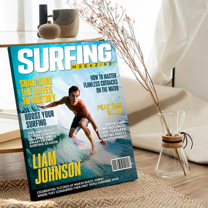 Custom Surfing Magazine Cover Canvas personalization view for Boyfriend