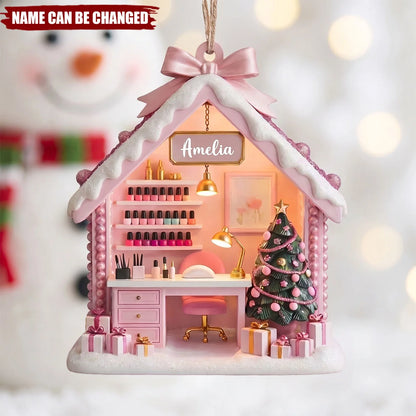Nail Masterpiece Studio Personalized Wooden Ornament - Custom Christmas Keepsake for Nail Techs
