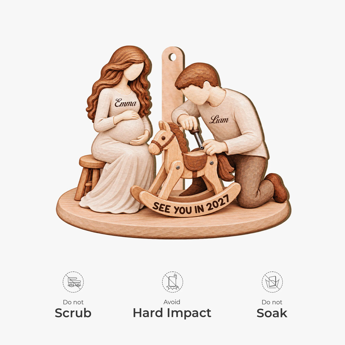 See You in 2027 Personalized Wooden Ornament - Pregnancy Announcement Gift for Expecting Parents