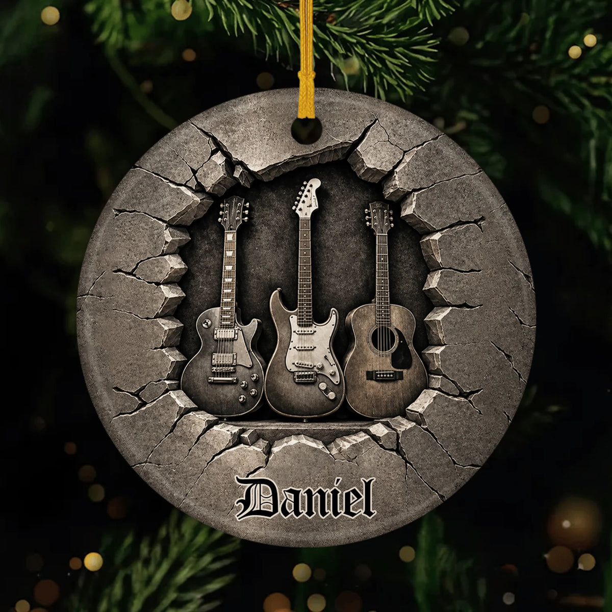 Personalized Rock Guitar Ceramic Ornament - Custom Music Lover Keepsake Gift for Guitarists