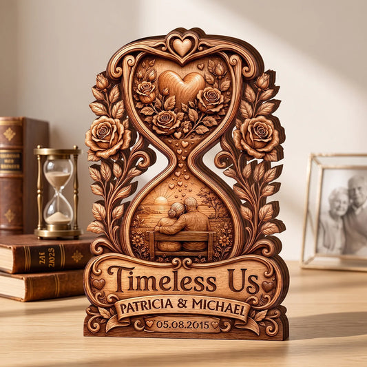 "Timeless Us" Personalized Wooden Block - Custom Couples Anniversary Keepsake Gift