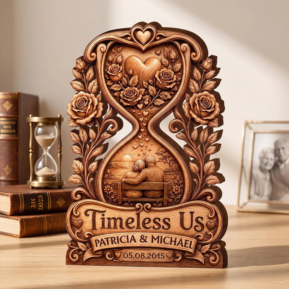"Timeless Us" Personalized Wooden Block - Custom Couples Anniversary Keepsake Gift
