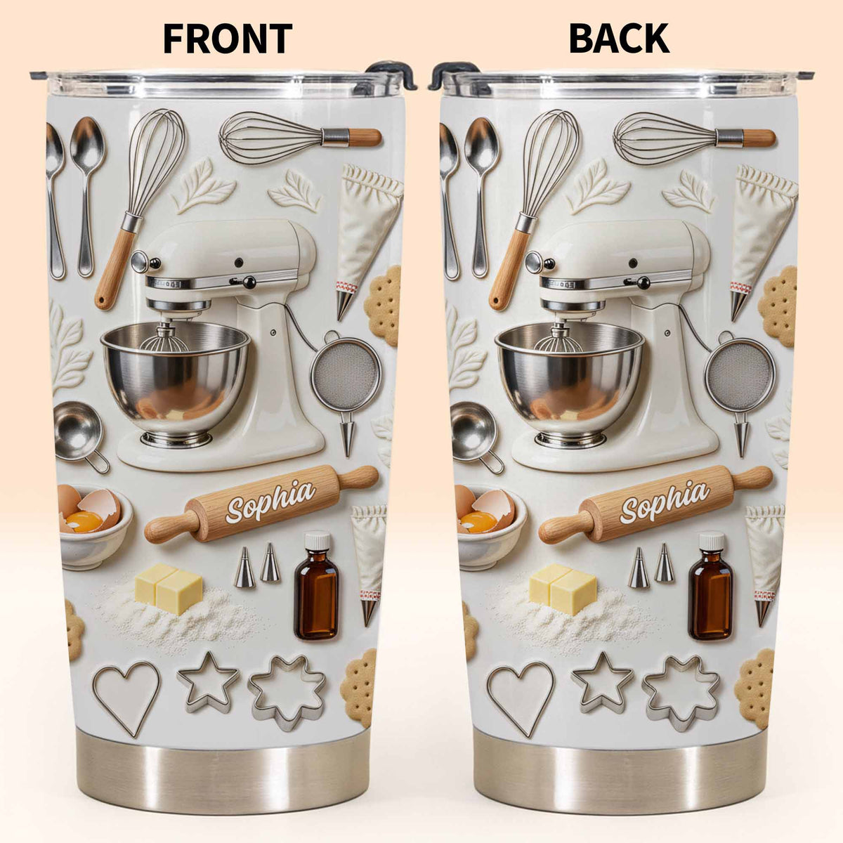 Personalized Baking-Themed Tumbler With Custom Name