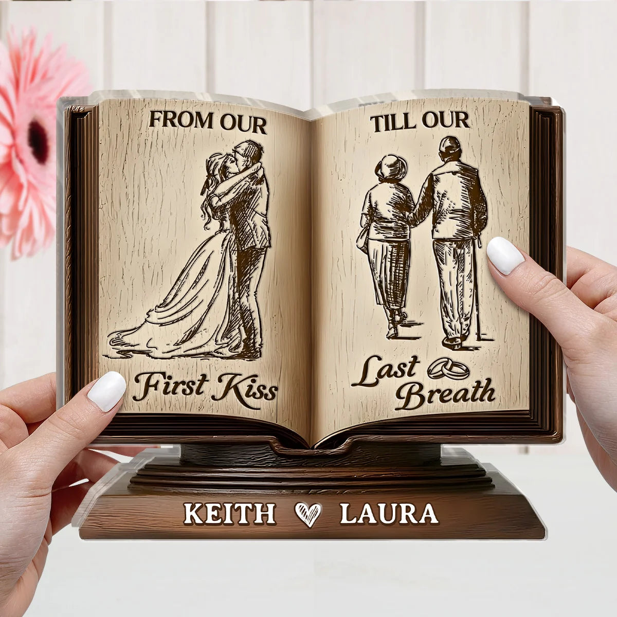From Our First Kiss Personalized Acrylic Plaque - Custom Wedding Anniversary Gift for Couples