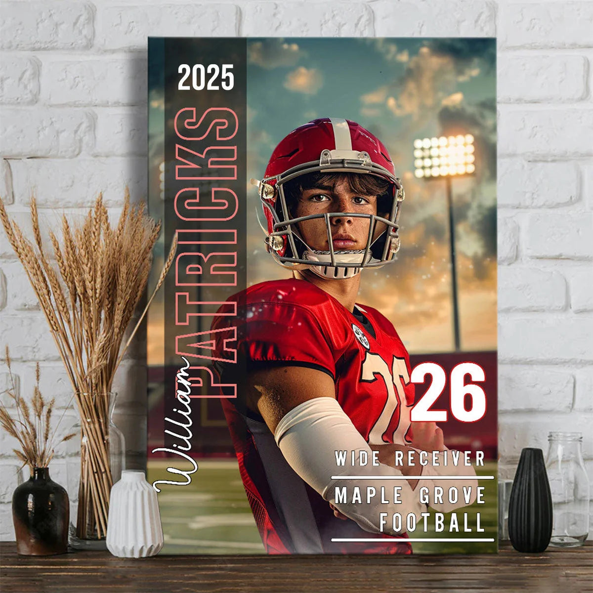 Personalized Football Player Canvas / Poster - Custom Sports Name Number Wall Art Gift