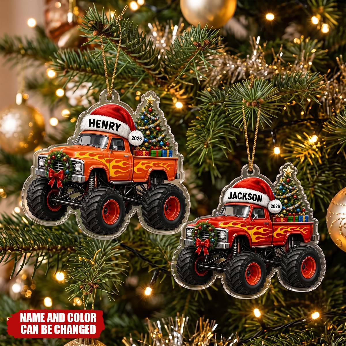 Custom Monster Truck Christmas Ornament - Personalized Acrylic Holiday Keepsake