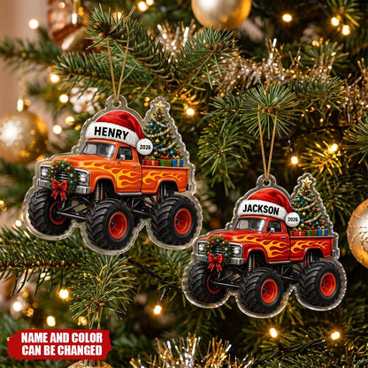 Custom Monster Truck Christmas Ornament - Personalized Acrylic Holiday Keepsake