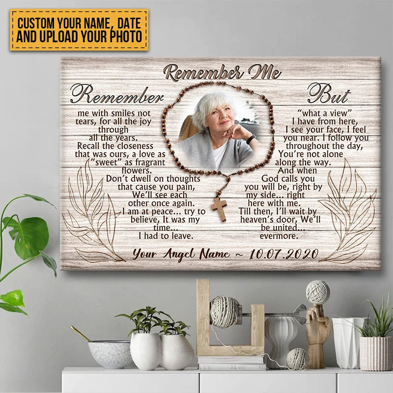 Remember Me Personalized Memorial Photo Canvas / Poster - Custom Wall Art for Lost Loved One Keepsake
